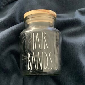 Rae Dunn Black Hair Bands Storage Jar with Wooden Lid